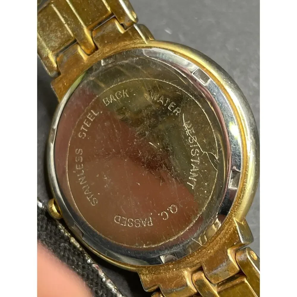 Vintage NK Ermani Quartz Men's Watch Gold Tone Black Dial 35mm Water Resistant
